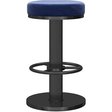 Imagem de Banqueta De Bar Sem Encosto Cadeira De Jantar Rotativa 360°, Ajustável 25.6-31.5 In Banqueta De Bar De Recepção, Assento De Veludo & Base Redonda De Apoio Para Os Pés De Metal, Blue