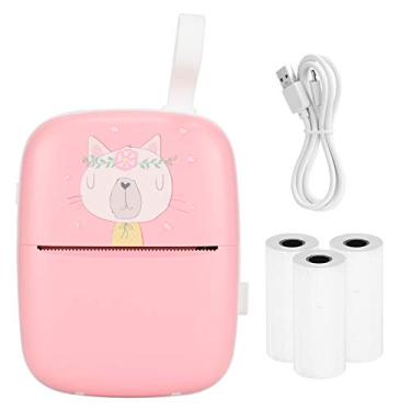 Imagem de Vomeko Mini Impressora Hand Hand Rolde Pocket Pocket Student Equipamento de impressão fotográfica errada, listagem de adiante, notas, diário, viagem (Pink (with silicone rope))