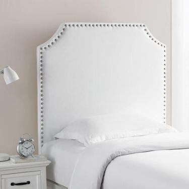 Imagem de Cabeceira Estofada Solteiro Branca Com Tachas Light Clean - Brilho'S M