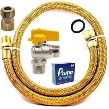Imagem de Kit Instalação Gás com Regulador e Mangueira de Cobre 1m, GN/GLP, 1,5cm Diâmetro