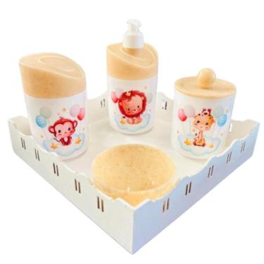 Imagem de Kit Higiene Baby Safari Menino e Menina c/bandeja em MDF - Dóia Kids, 