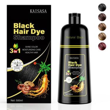 Imagem de Shampoo de tintura de cabelo KAISASA Black 3 em 1 500mL para mulheres 