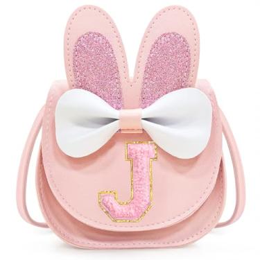 Imagem de Idefair Bolsa infantil para meninas, presente de aniversário para crianças de 3, 4, 5, 6, 7, 8, 9 e 10 anos, bolsa de ombro para crianças, rosa, Letter J, Bonito
