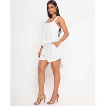 Imagem de Bata + Shorts Feminino em Tecido Leve de Viscose Sarjada - Canellado, 