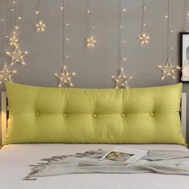 Imagem de Almofada De Linho E Algodão Almofada De Cabeceira Almofada De Cama Para Cabeceira E Leitura Almofada De Cabeceira Almofada De Sofá Almofada Longa Para Cabeceira De Cama, Yellow, 150x60x20cm