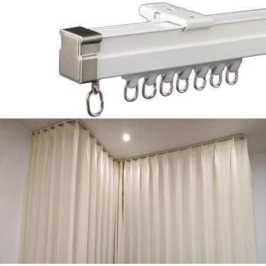 Imagem de Trilho De Cortina Resistente, 3m 3,5m 4m 5m Haste De Cortina Curva Flexível, Trilho De Cortina Dobrável Para Campista/provador/hospital (montagem Na Parede, Ceiling Mount, 2.2m (7.2ft)
