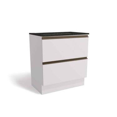 Imagem de Balcão de Cozinha p/ Cooktop c/ Tampo Maxxi G755 c/ 2 Gavetas 80cm Branco/Preto - Kappesberg