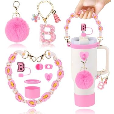 Imagem de Conjunto de 6 peças de acessórios para copo Stanley Cup 850 g 1,134 g copo com alça, incluindo tampa e bota de cobertura de palha de silicone, tampa à prova de derramamento, pingente de alça, adesivo