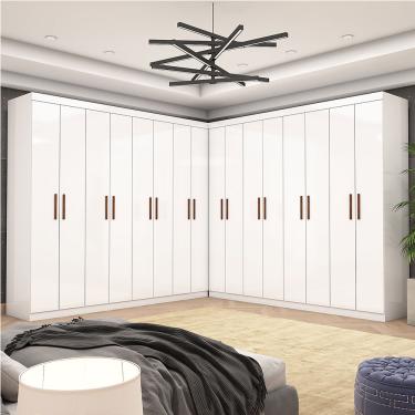 Imagem de Closet Casal Duplo Rubi Premium 16 Portas 8 Gavetas Carioca Móveis - Branco