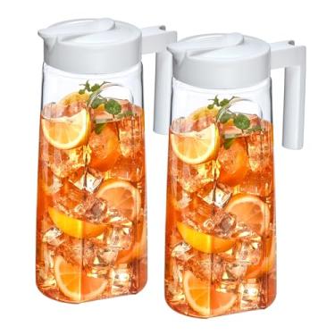 Imagem de Amazing Abby - Slim – Pacote com 2 jarras Tritan (1,8 g), jarra de água de plástico inquebrável com tampa, livre de BPA, resistente ao calor, lavável na lava-louças, ótimo para bebidas geladas e