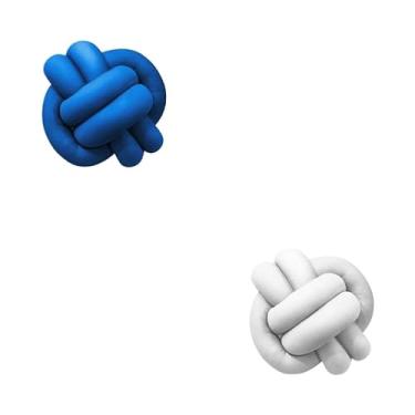 Imagem de Almofadas De Nó 28cm x 28cm Lindas Decorativas Sala Sofá Cama Cores (AZUL BIC E BRANCO)