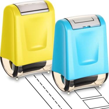 Imagem de Nezyo 2 carimbos de professor, grades quadradas e linhas tracejadas, recarregáveis, autotinta, para prática de escrita, frações matemáticas, sala de aula, casa, escritório, escola, material de