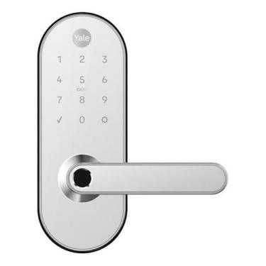 Imagem de Fechadura Digital Prata Yale Ycm 420W Biometria Cartao Senha, Preto