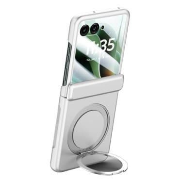 Imagem de HAO RIYLN Capa magnética para Moto Razr 60Ultra/60, capa de proteção de câmera de tela com suporte de rotação 360 com suporte de carregamento sem fio, prata, 60 Ultra