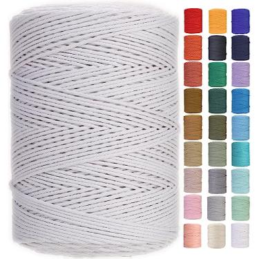 Imagem de GOHOHOF Cordão De Macramê 3 Mm X 546 Jardas, Corda Algodão Natural Para Projetos "Faça Você Mesmo" - Fio Macio E Colorido Pendurar Plantas, Na Parede Usar Como Filtro Dos Sonhos (Branco)