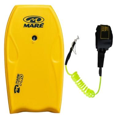 Imagem de Prancha Bodyboard Semi Profissional Maré Pró c/ Leash (Amarela c/ Leash de Punho)