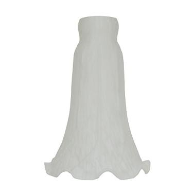 Imagem de PARATU Abajur de vidro de lírio estilo Tiffany, 15 cm, design de flor de tulipa canelada, 2,7 cm ID x abertura OD de 4 cm (branco)