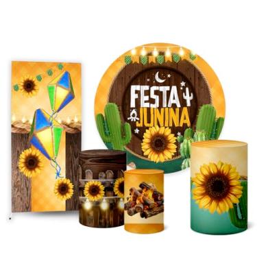 Imagem de Trio Capas Cilindro + Painel Redondo Sublimado + Lateral Festa Junina (K2FJN0034)