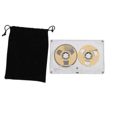 Imagem de Boble para enrolar a fita de cassete em branco 50 minutos de viés normal de dupla fita de fita cassete de som de metal de dupla face com caixa transparente (Ouro)