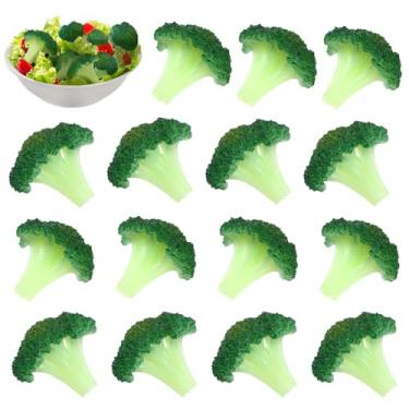 Imagem de Giegxin 15 peças de fatias falsas de brócolis de vegetais artificiais falsos, simulação de brócolis, plástico, realista, comida para festa em casa, pub, restaurante, ornamento, cozinha, loja