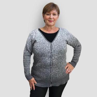 Imagem de Casaco Tricô Feminino Chuvinha Suéter Botões Gola V Inverno - Fran & S