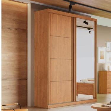 Imagem de Guarda Roupa Solteiro com Espelho 2 Portas de Correr em MDF Buzios Bia