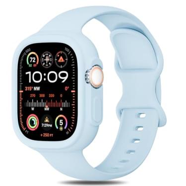 Imagem de Pulseira de silicone compatível com Apple Watch Ultra, série 11, 10, 9, 8, SE, 7, 6, 5, 4, 3, 2 e 1 de 38 mm, 40 mm, 41 mm, 42 mm, 44 mm, 45 mm, 46 mm, 49 mm, 4, 3, 2 e 1