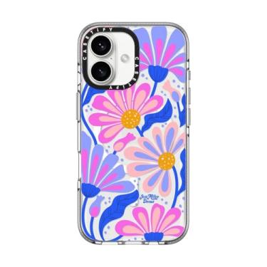 Imagem de CASETIFY Capa transparente para iPhone 16 [não amarela/2 m. Proteção contra quedas de grau militar/compatível com Magsafe] - Margarida mística - Transparente