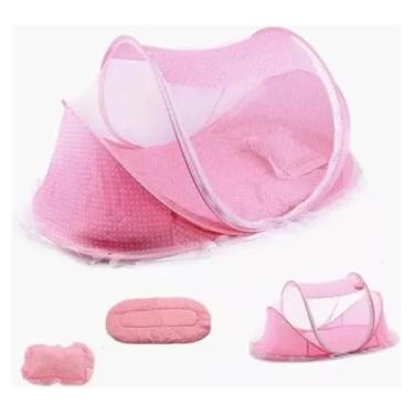 Imagem de Mosquiteiro Cama Berço Cercadinho Tenda Portátil Retrátil (Rosa)