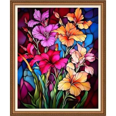 Imagem de Disnesart Kits de bordado completo estampado ponto cruz DIY 11CT fio de algodão impresso DIY kits de bordado artesanato conjunto de ponto cruz carimbado conjuntos de flores coloridas 40,6 x 50,8 cm