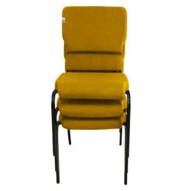 Imagem de 03 Cadeiras Empilhável Para Igrejas Evangélicas Linha Church Amarelo -