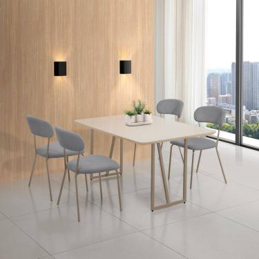 Imagem de Conjunto para Sala de Jantar com 4 Cadeiras Betina Champagne / Cinza / Off White
