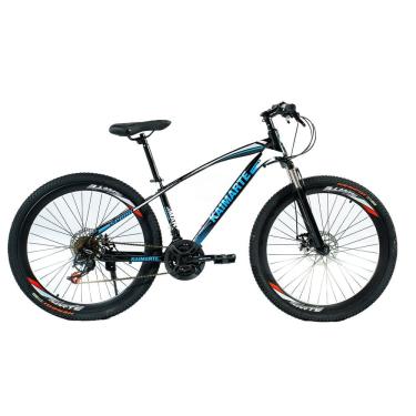 Imagem de Bicicleta Aro 26 Bike 21 Vel Marchas Freio a Disco VorteX Quadro Aço Carbono Leve Resistente Cor Preto/Azul - WCT FITNESS