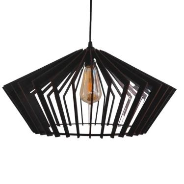 Imagem de Luminária Teto Tipo Pendente Dejavu Em Mdf - Completa - Cor:preta