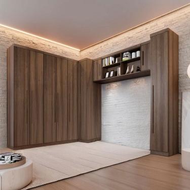 Imagem de Guarda Roupa Casal Modulado Facinium 9 Portas 3 Gavetas Imbuiá / Off White - Pnr Móveis