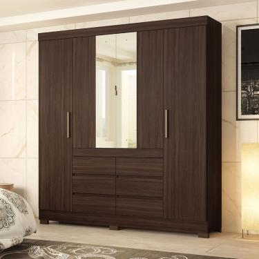 Imagem de Guarda Roupa Roupeiro Casal 04 Portas Cádis Café Touch Demóbile