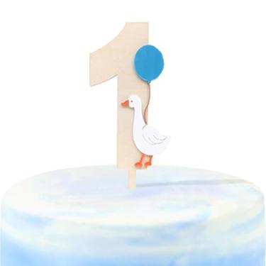 Imagem de Topo de bolo de primeiro aniversário de ganso, decoração de bolo de 1º aniversário de um sinal para lembrancinhas de chá de bebê, revelação de gênero de bebê, suprimentos de festa de aniversário de um