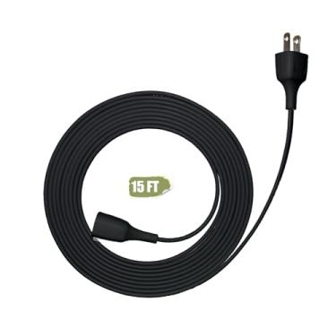 Imagem de Jplenty Cabo de extensão preto de 4,5 m fino com duas pontas para uso interno e externo com plugue único - ideal para luzes de Natal, lâmpadas, câmeras, eletrodomésticos, modelo 002 (1 pacote)