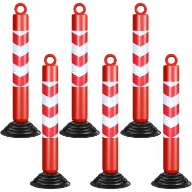 Imagem de Cones De Trânsito De 30 Polegadas, Pacote De 1-10 Cones De Estacionamento De Segurança Rodoviária De Plástico Com Base De Borracha E Fita Refletiva, Barreiras De Con, Red+white, 1 Pcs