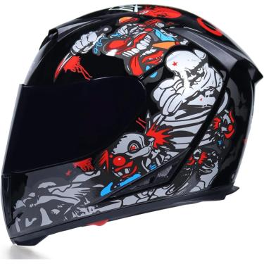 Imagem de Capacetes De Motocicleta Dupla Viseira Capacete De Rosto Completo Para Adultos Jovens Homens & Mulheres Modular Capacete De Motocicleta De Rosto Completo Aprovado Pela Ece/dot Capa, B, S/53-54CM