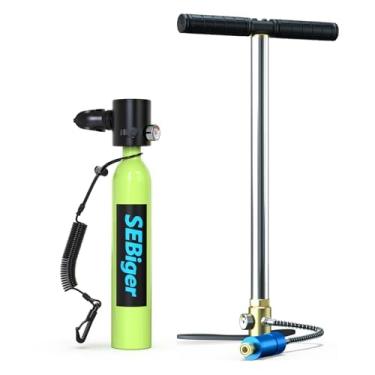 Imagem de SEBiger Tanque de mergulho com certificação DOT reutilizável para garrafa de pônei de 0,5 L, cilindro de mergulho de 5 a 10 minutos, adequado para trabalho subaquático/recreação subaquática, C-GN