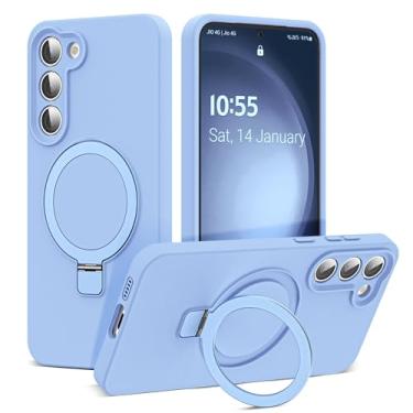 Imagem de YEMORAN Projetada para Samsung Galaxy S23 de 6,1 polegadas com suporte de anel magnético [compatível com Mag-Safe] [proteção de nível militar] Capa de telefone fina de silicone líquido S23 para homens