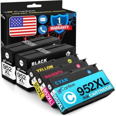 Imagem de Cartlee Cartuchos de tinta compatíveis de substituição para HP 952xl Pacote combo para HP 952 Combo Pack para HP952XL para impressora 8710 952 XL para HP952 Preto e colorido - Pacote com 5