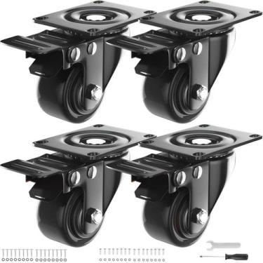 Imagem de Rodas Caster Wheels YUPEZOP Heavy Duty de 2 polegadas com freio, conju