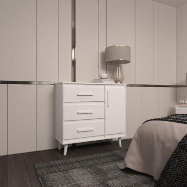 Imagem de Cômoda Sapateira 3 Gavetas Maya com Puxadores e Pés Retro Design Moder