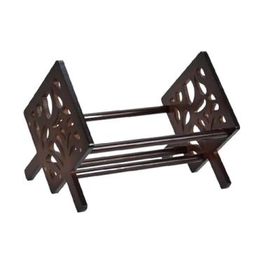 Imagem de WeiLaiKeQi Suporte para discos, suporte para discos de versátil, bambu, organizador de para LPs para livros, álbuns, revistas, CDs e arquivos