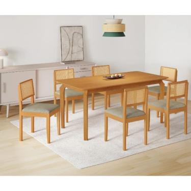 Imagem de Mesa Alegra 6 Cadeiras Jade 1,60 Linho Cinza JCM - Cinamomo