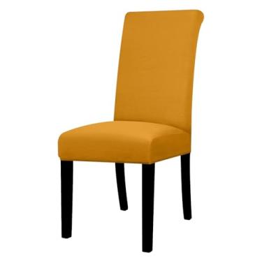 Imagem de Capa para cadeira elástica de 1/2/4/6 peças, capa universal ajustável para cadeiras de jantar, capa de assento resistente à cor para casa (1 peça/amarelo pôr do sol)