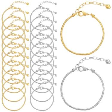 Imagem de Forise Kit de 20 pulseiras de corrente de cobra com fecho de lagosta e corrente extensora para fazer joias femininas para presentes