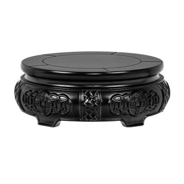 Imagem de Base de exibição de escultura circular em relevo de ébano, base de bonsai para aquário doméstico base de suporte de exibição (pequena)